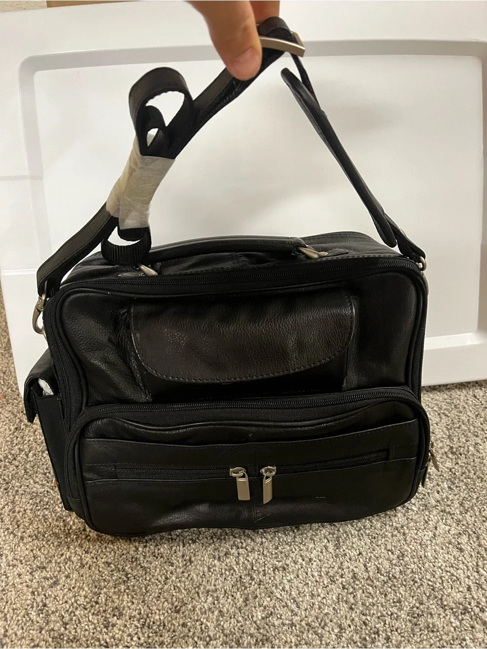 Vintage Wilsons Leather Organizer Bag Crossbody Travel Town Commuter Black Y2K